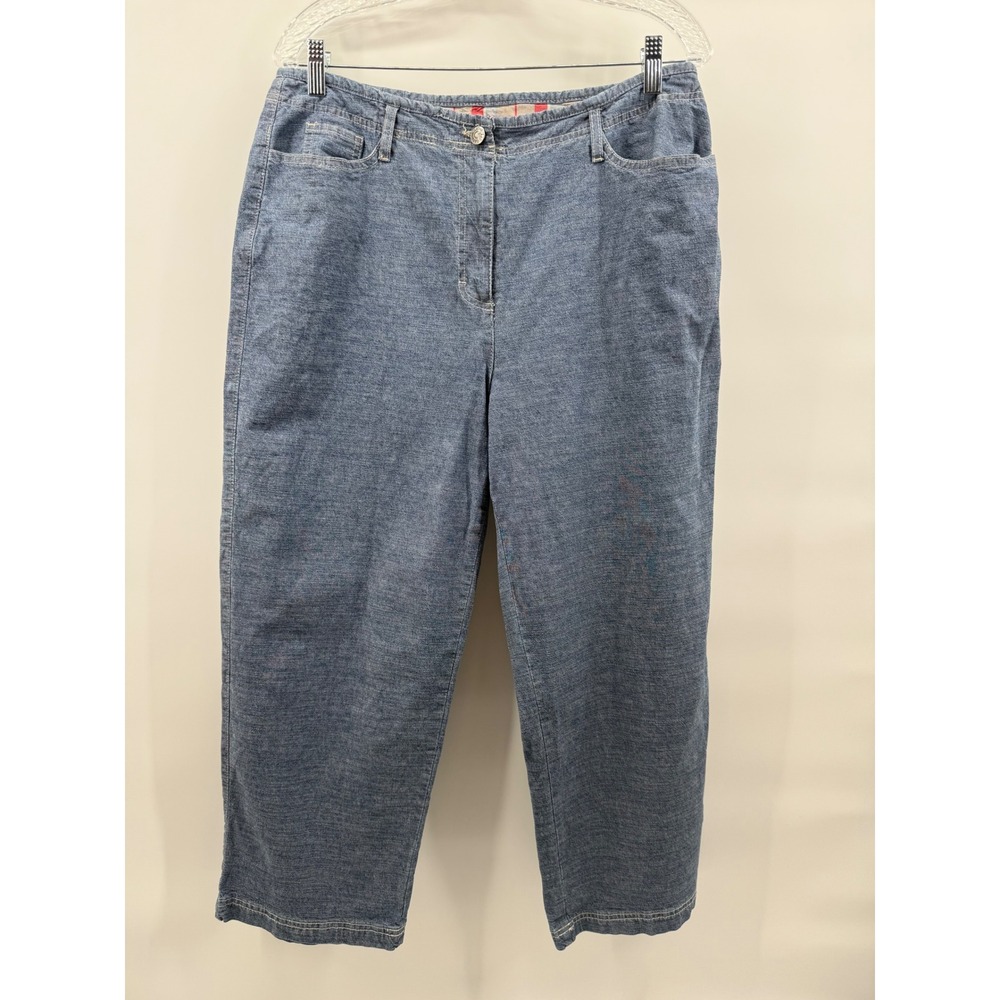 Sag Harbor Sport Blue Denim Straight Leg Pants Women Size 12 Stretch Mom Jeans
